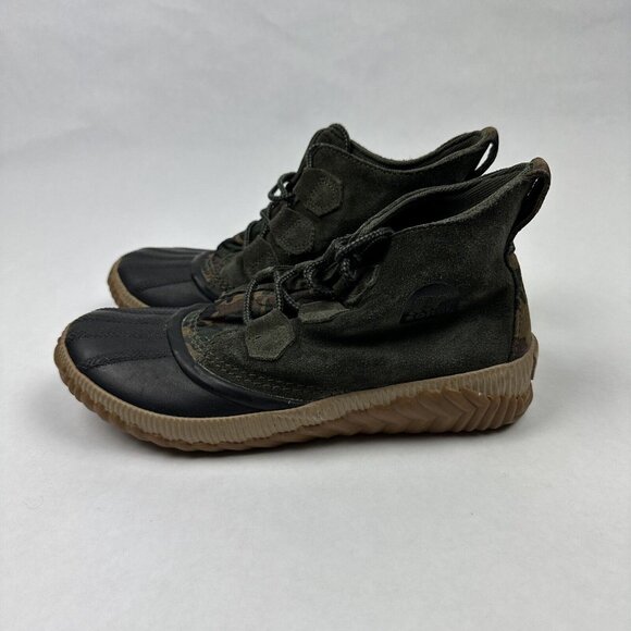 Sorel Out N About Rain Boots Green Camo Waterproof nl3391-326 Womens Size 8 - Picture 3 of 6